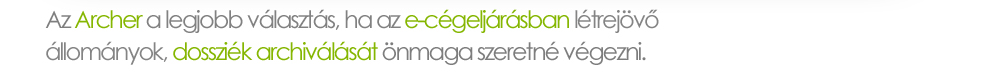 A NetLock Archer a legjobb választás, ha az elektronikus cégeljárásban létrejövő állományok, dossziék archiválását önmaga szeretné végezni.